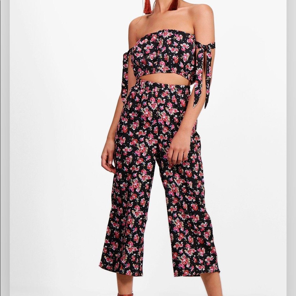 Floral off the shoulder Culotte Co-Ord